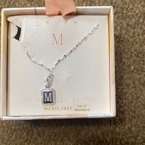 Leith Silver 'M' Pendant Necklace